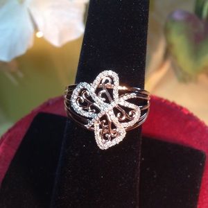 14K Rose Gold Diamond Butterfly Ring